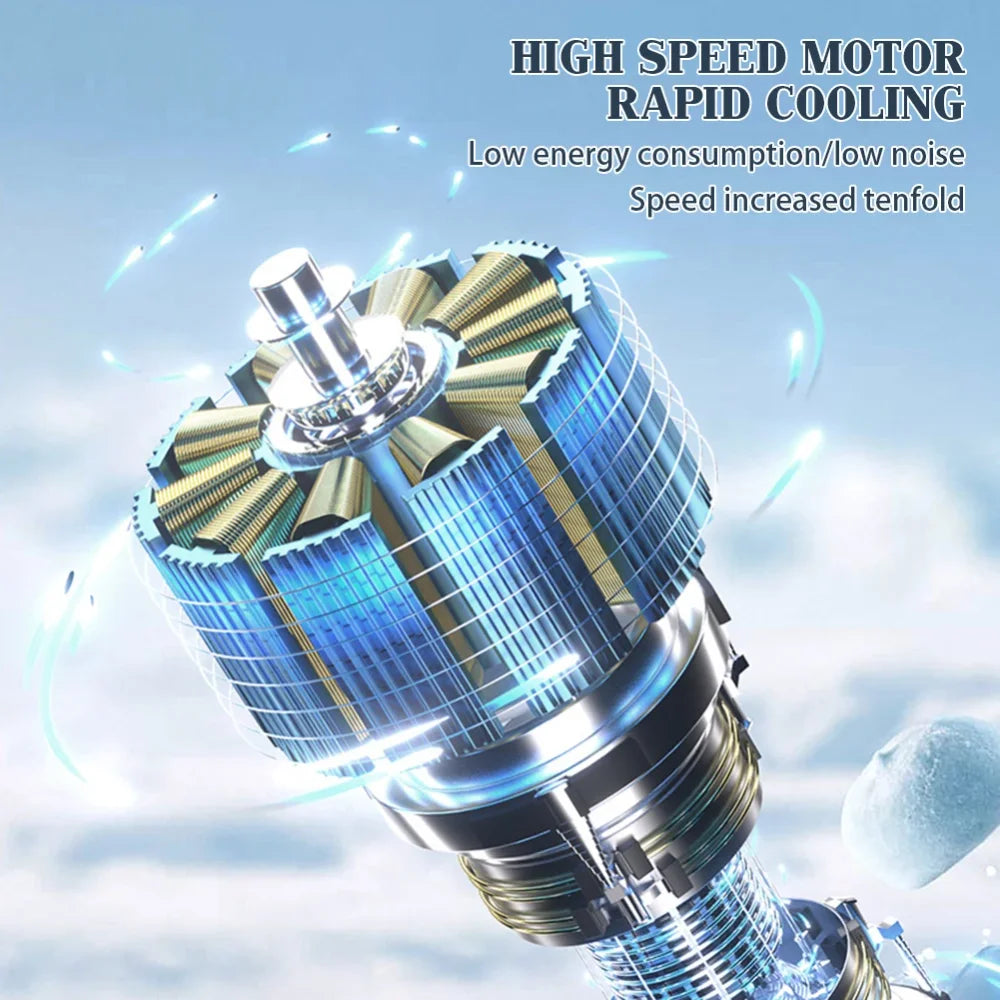 100 Turbos Chilled Ice Sensation Cold Fan Super Mini Turbo Speed Fan USB Powered Digital Display for Outdoor Camping Office Dorm