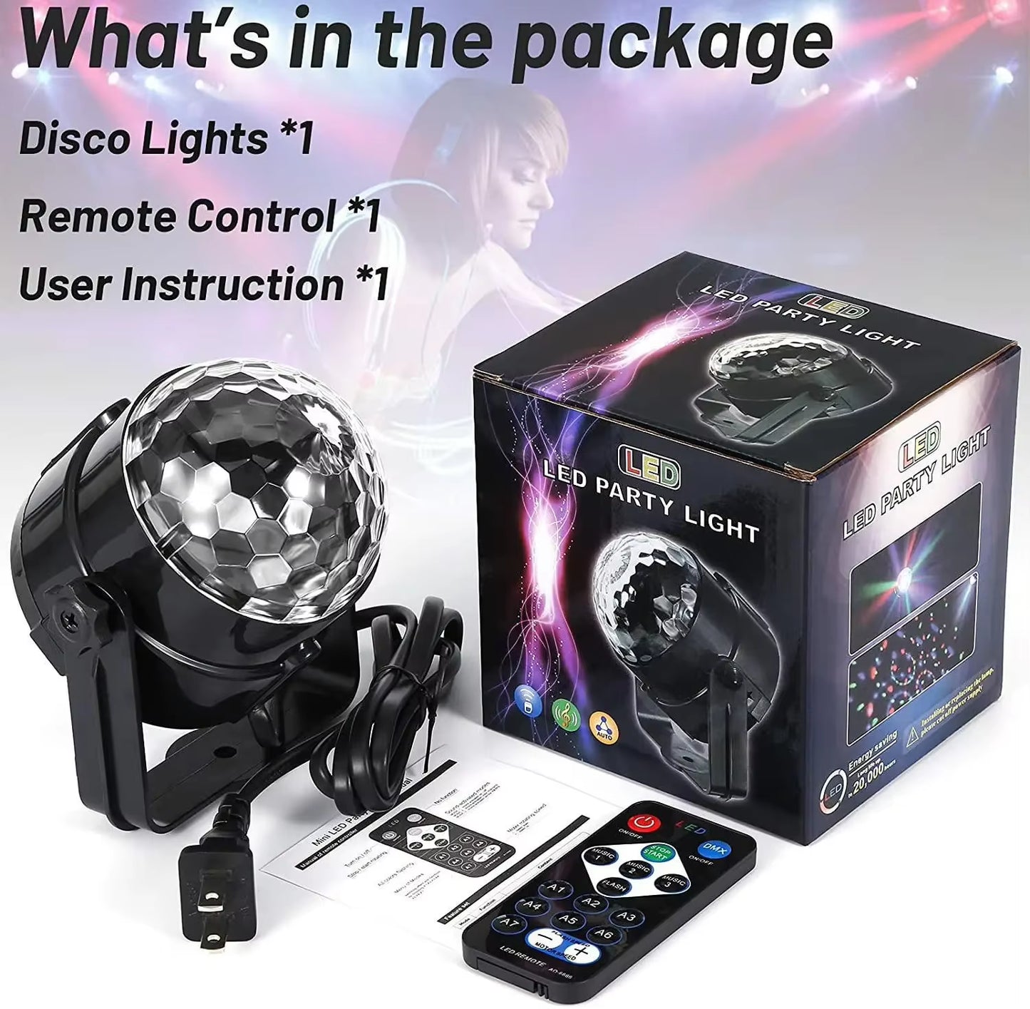 Rotating RGB LED Crystal Magic Ball Light for KTV, Bar, Disco, Party, DJ, and Christmas Decoration